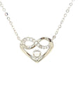 18K White Gold Twisted Heart Diamond Necklace