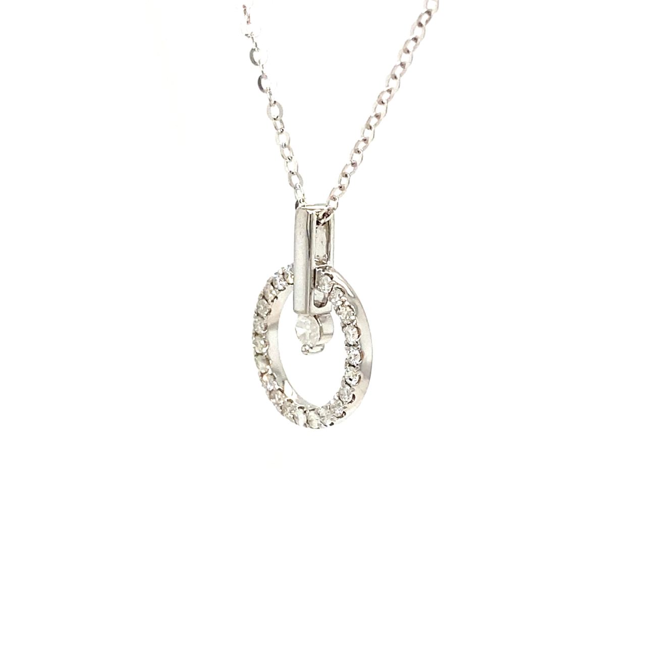 18K White Gold Full Circle Diamond Necklace
