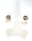 18K White Gold Simple Pearl One Diamond Earrings