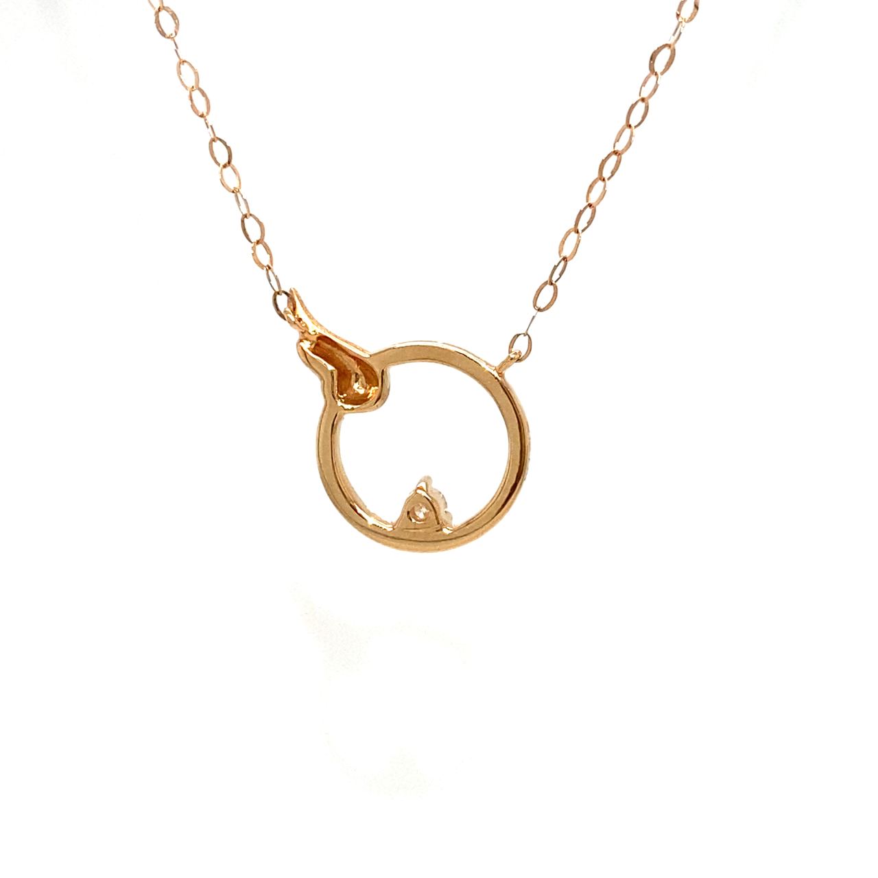 18K Rose Gold Circle Wing Diamond Necklace