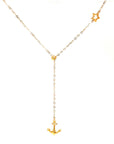 18K Rose Gold Star Anchor Diamond Necklace