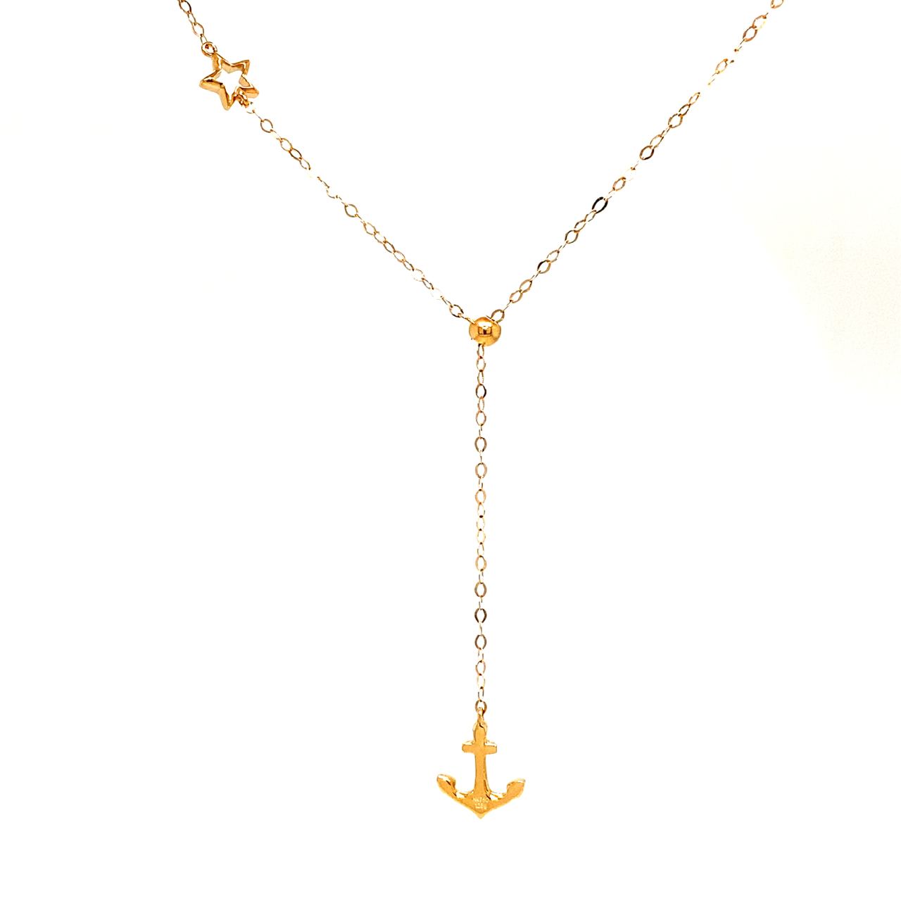18K Rose Gold Star Anchor Diamond Necklace