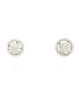 18K White Gold Brilliant Halo Jacket Cluster Flower Diamond Earrings