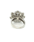 18K White Gold Ribbon Leave Lotus Top Diamond Ring