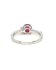 18K White Gold Round Ruby Shape Dot Shoulder Four Prongs Diamond Ring