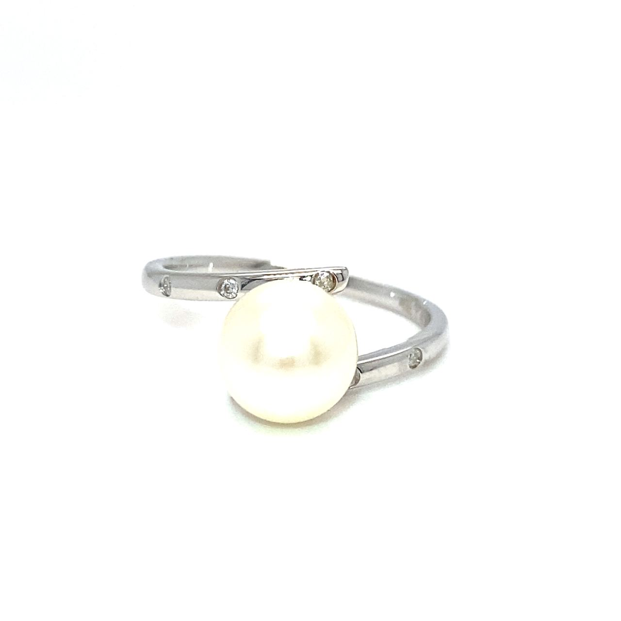 18K White Gold Wrap Ivy Mini Pearl Diamond Ring