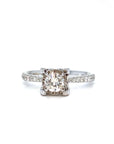 18K White Gold Cushion Illusion Single Pave Side Diamond Ring