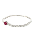 18K White Gold Round Ruby Slim Tennis Diamond Bracelet