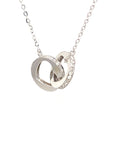18K White Gold Double Heart Inter-Locking Diamond Necklace