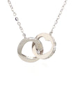 18K White Gold Double Heart Inter-Locking Diamond Necklace