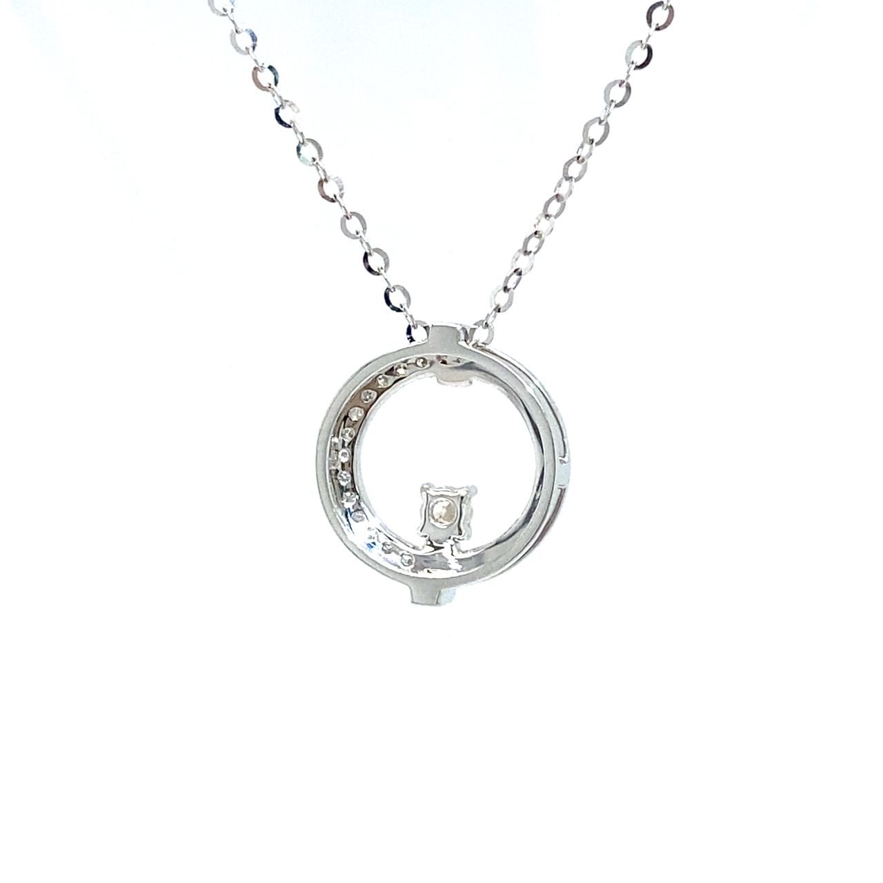 18K White Gold T Round Diamond Necklace