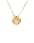 18K Rose Gold Cross Heart Illusion Setting Dancing Stone Diamond Necklace