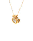 18K Rose Gold Cross Heart Illusion Setting Dancing Stone Diamond Necklace