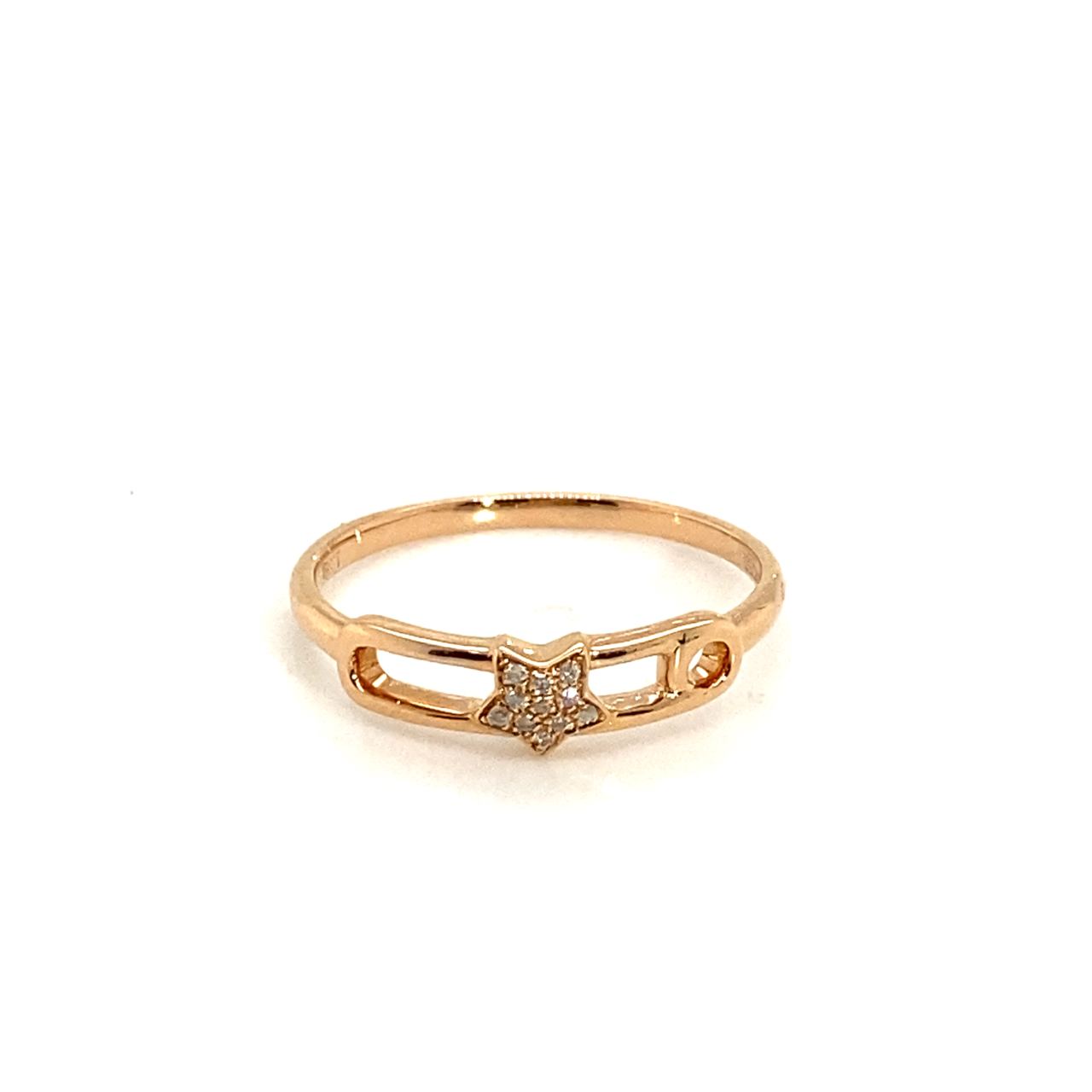 18K Rose Gold Star Pin Diamond Ring