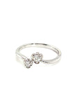 18K White Gold Double Mini Lotus Diamond Ring