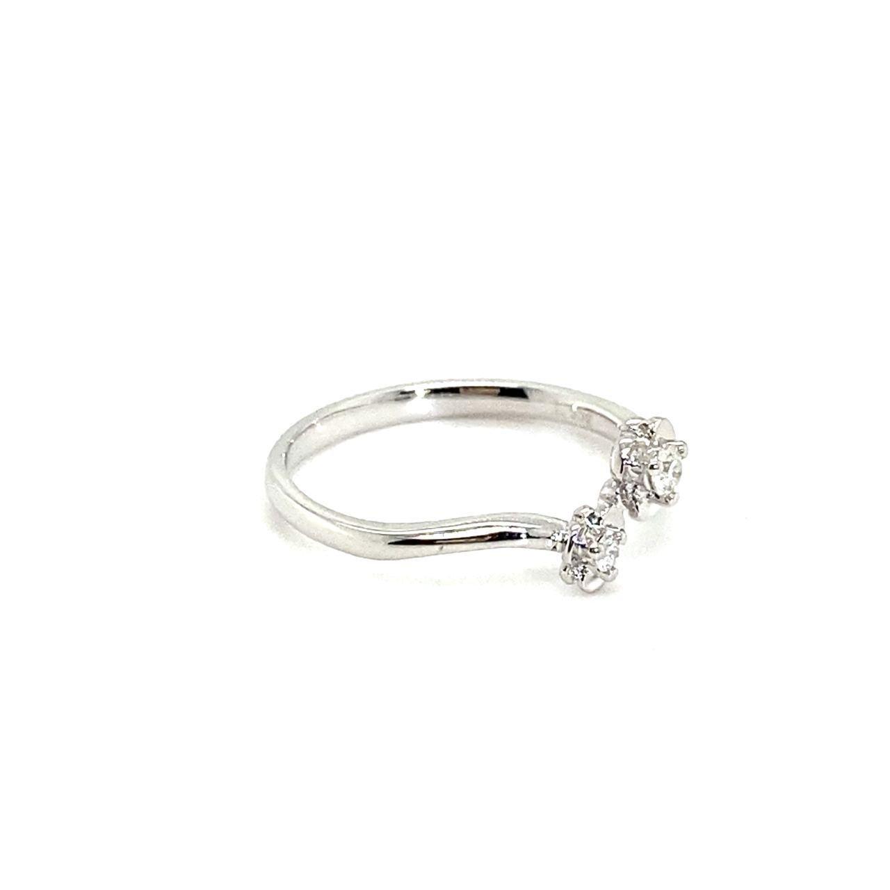 18K White Gold Double Mini Lotus Diamond Ring