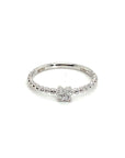 18K White Gold Mini Flower Milgrain Diamond Ring