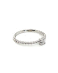 18K White Gold Mini Flower Milgrain Diamond Ring