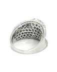 18K White Gold Curve In Plus Lotus Cluster Top Diamond Ring