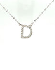 18K White Gold Classic Alphabet D Full Diamond Necklace