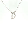 18K White Gold Classic Alphabet D Full Diamond Necklace