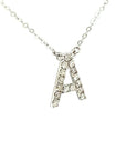 18K White Gold Classic Alphabet A Full Diamond Necklace