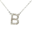18K White Gold Classic Alphabet B Full Diamond Necklace
