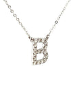 18K White Gold Classic Alphabet B Full Diamond Necklace