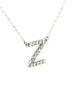 18K White Gold Classic Alphabet Z Full Diamond Necklace