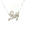 18K White Gold Scribbled Font Baby Full Diamond Necklace