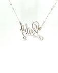 18K White Gold Scribbled Font Baby Full Diamond Necklace