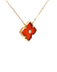 18K Rose Gold Angle Flower Agate Diamond Charms Pendant