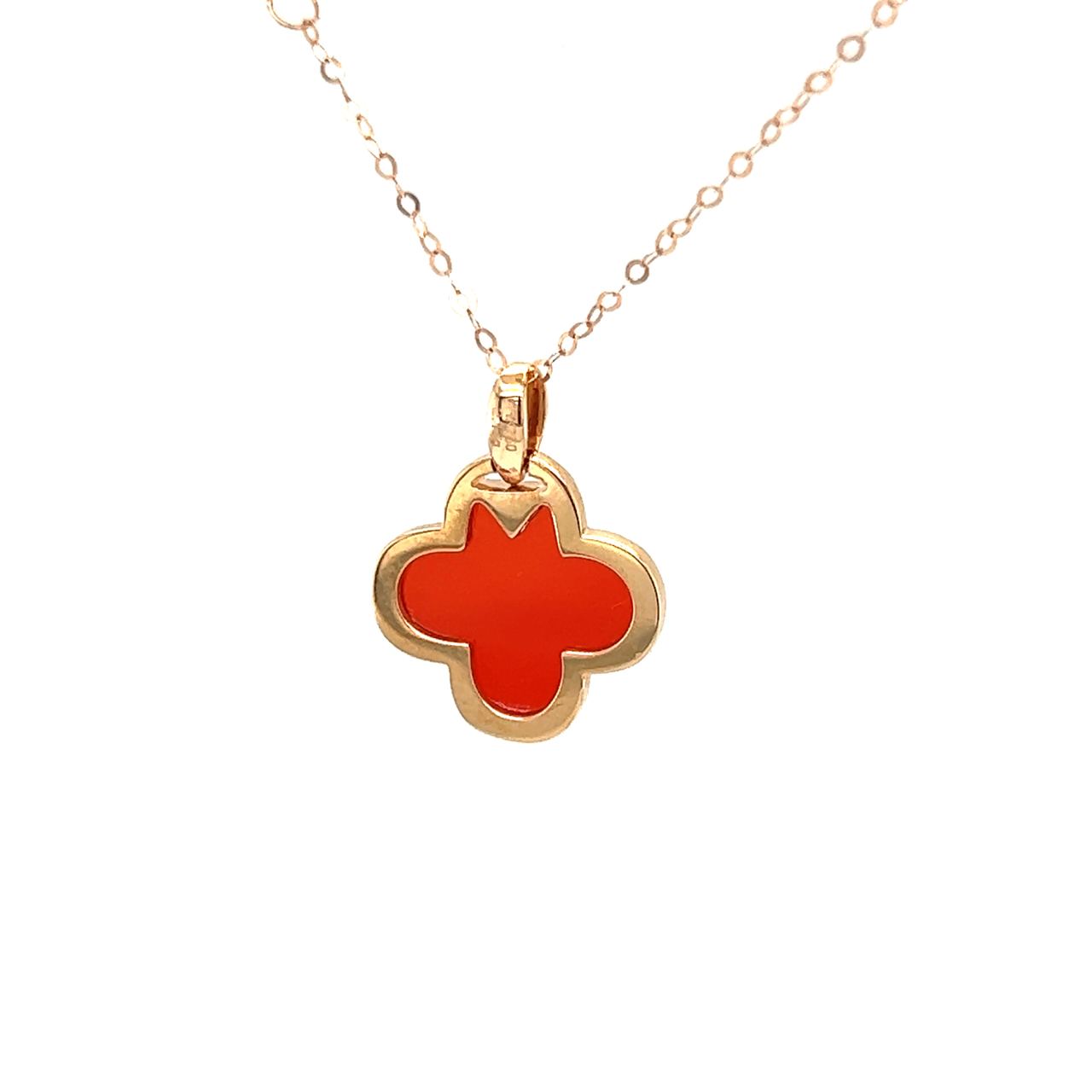 18K Rose Gold Simple Flower Agate Diamond Necklace