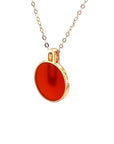 18K Rose Gold Pin Round Agate Diamond Necklace