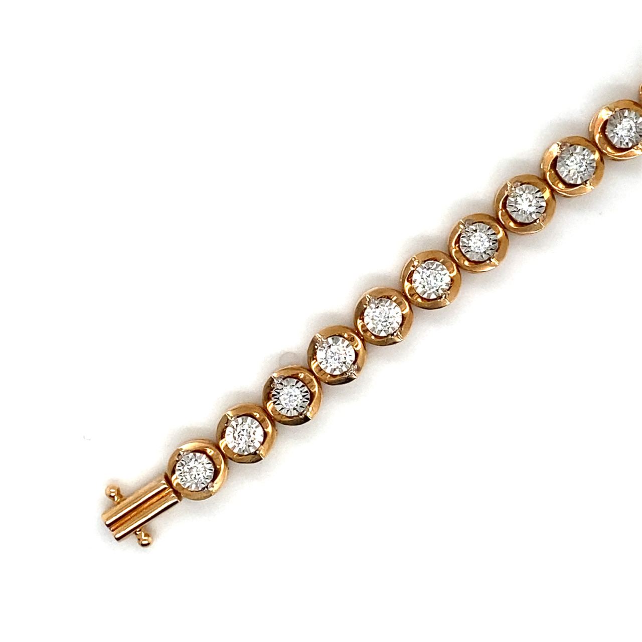 18K Rose Gold Semi Bezel Illusion Tennis Diamond Bracelet