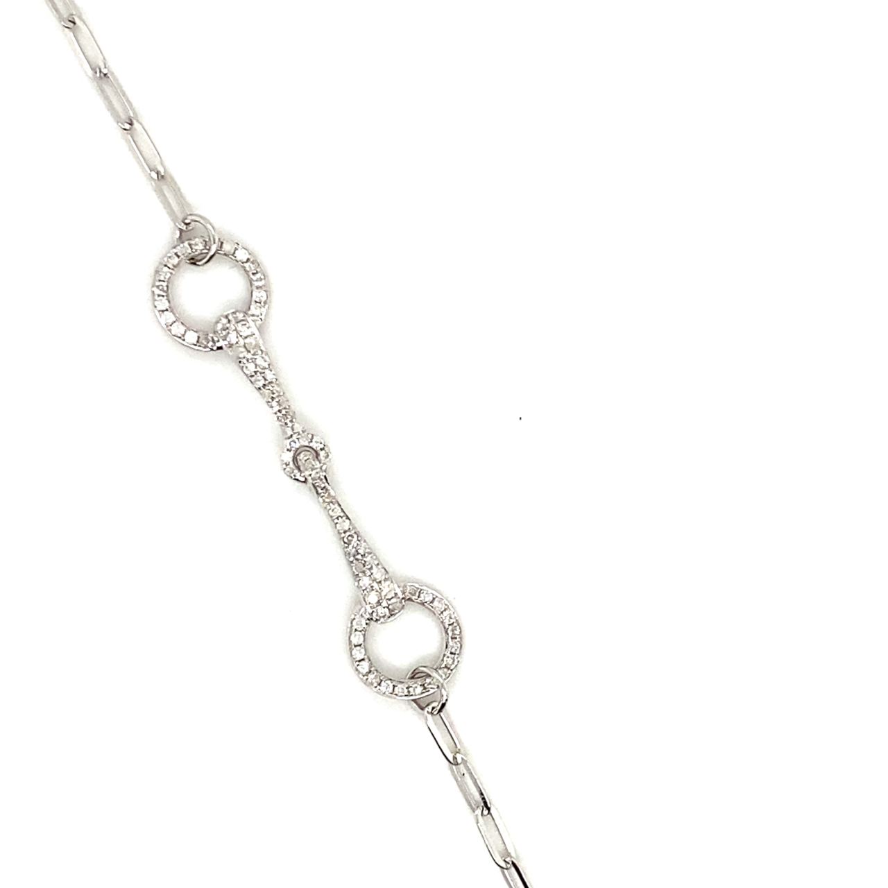 18K White Gold Mini Chain Horse Shoe Diamond Bracelet