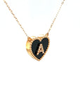 18K Rose Gold Heart Onyx Base Alphabet A Diamond Necklace