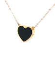 18K Rose Gold Heart Onyx Base Alphabet M Diamond Necklace