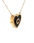 18K Rose Gold Heart Onyx Base Alphabet O Diamond Necklace