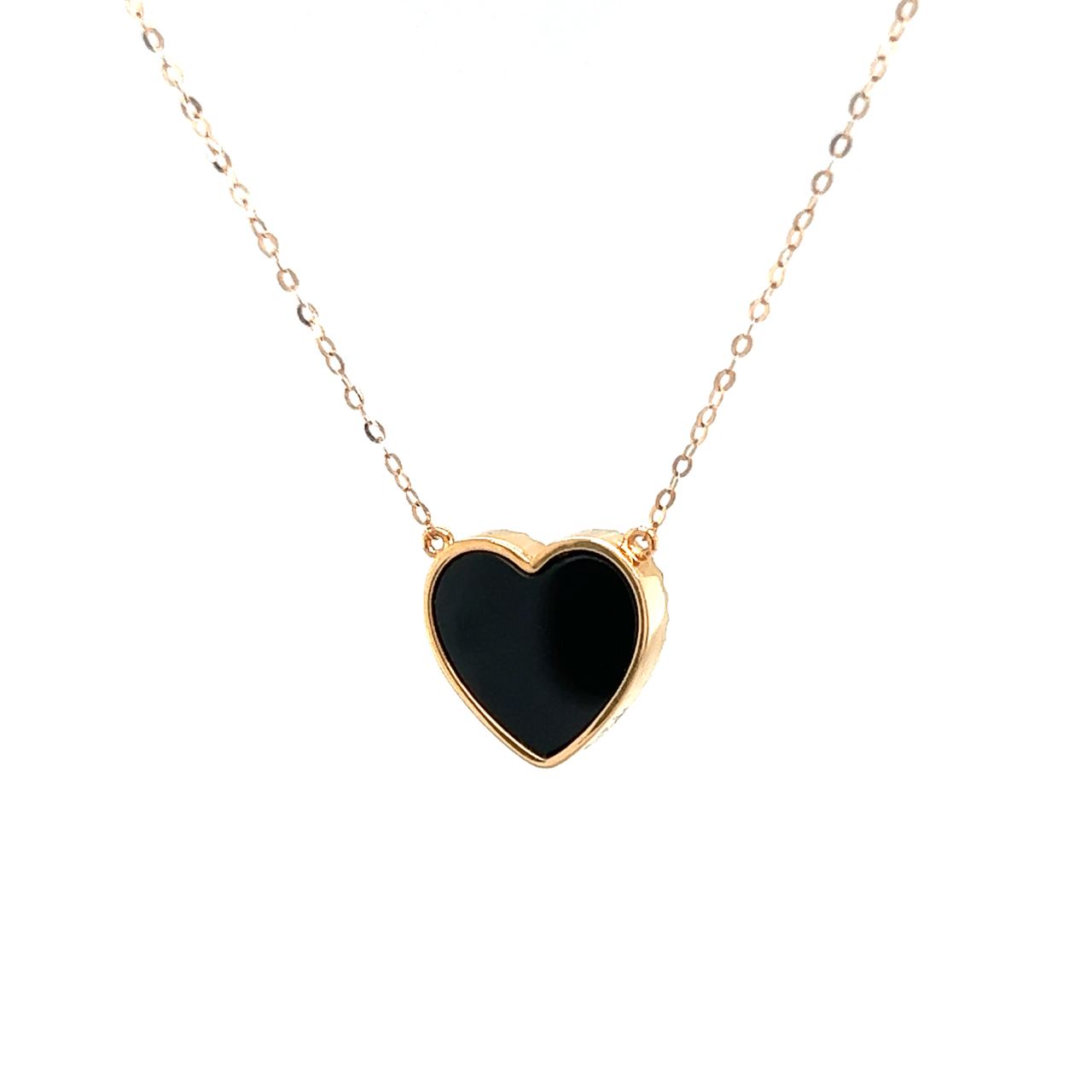 18K Rose Gold Heart Onyx Base Alphabet P Diamond Necklace