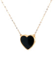 18K Rose Gold Heart Onyx Base Alphabet P Diamond Necklace