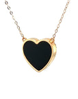 18K Rose Gold Heart Onyx Base Alphabet U Diamond Necklace