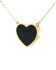 18K Rose Gold Heart Onyx Base Alphabet X Diamond Necklace