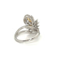 18K White Gold Tilt Pear Fancy Yellow Diamond Halo All Diamond Ring