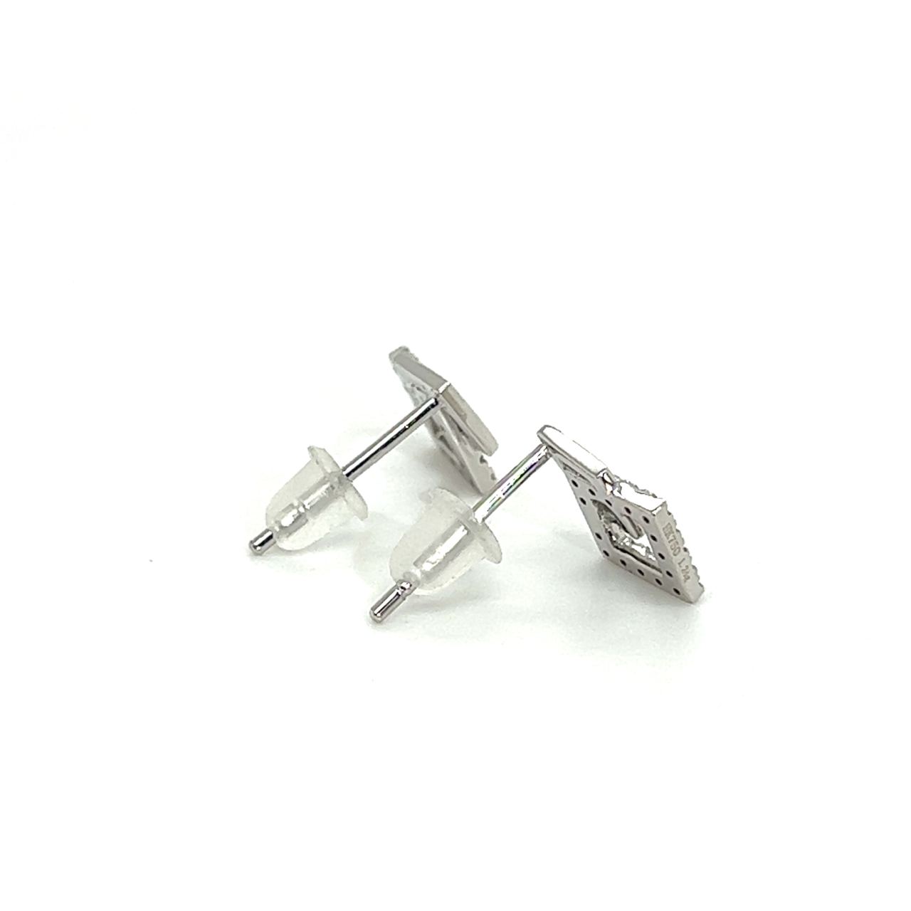 18K White Gold Interlocking Square Diamond Earrings