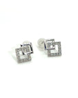 18K White Gold Interlocking Square Diamond Earrings