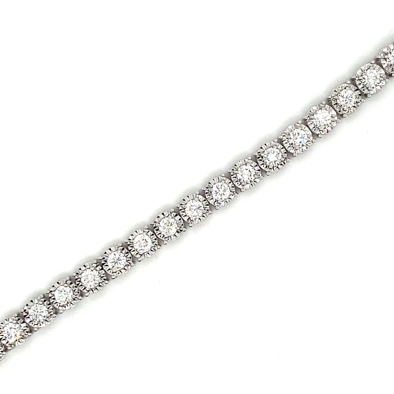 18K White Gold Max Illusion Shine Tennis Diamond Bracelet