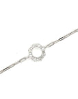 18K White Gold Mini Chain Empty Flower Diamond Bracelet