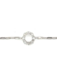 18K White Gold Mini Chain Empty Flower Diamond Bracelet