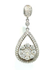 18K White Gold Drop Double Pave Holo Lotus Cluster Diamond Pendant